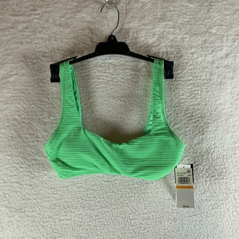Salt & Cove Ribbed Bralette Bikini Top Women Small Mint Spark Variegated Summer